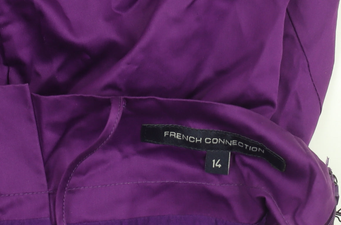 Additional view of French Connection Women's Purple Cotton A-Line Knee Dress, size 14