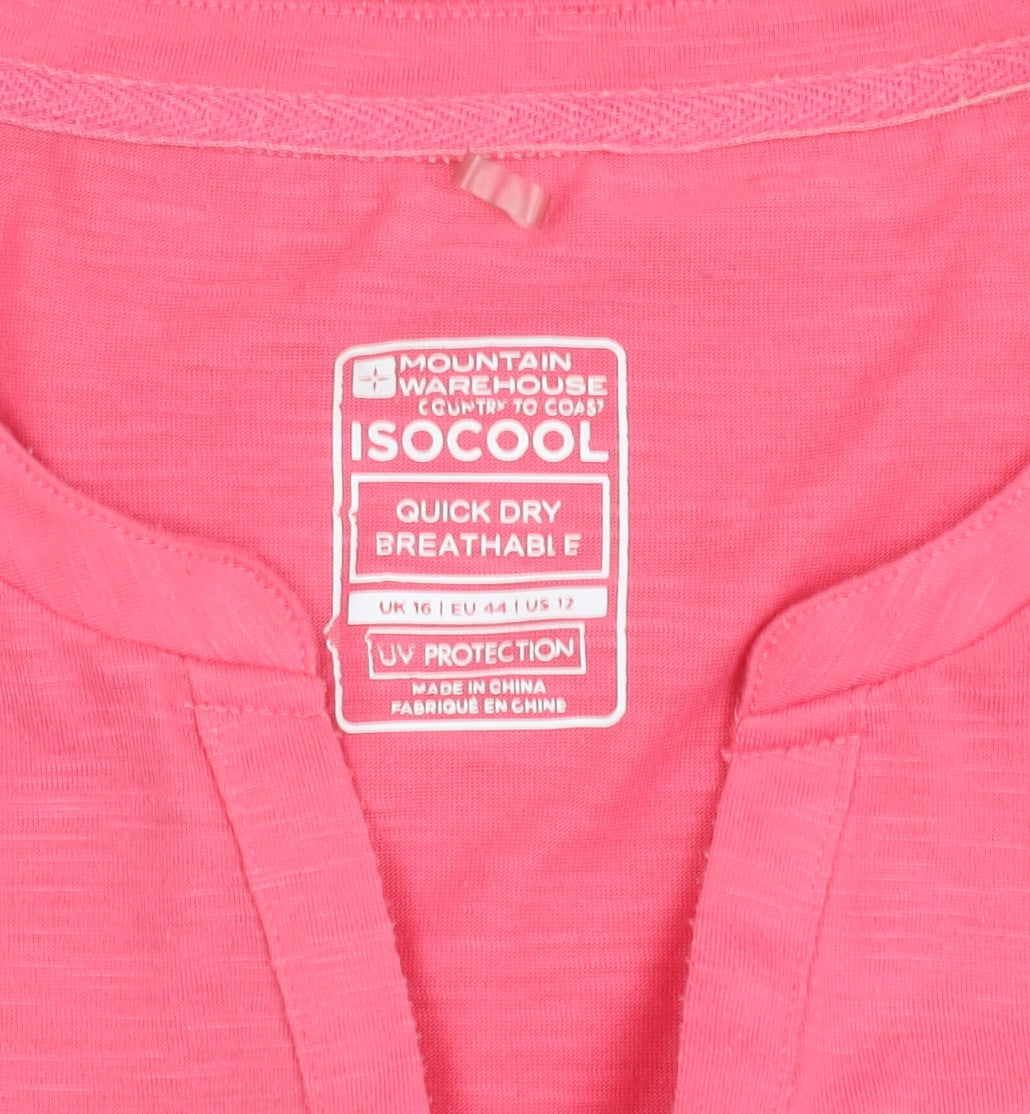 Mountain Warehouse Women's Pink Isocool Quick Dry V-Neck T-Shirt Size 16