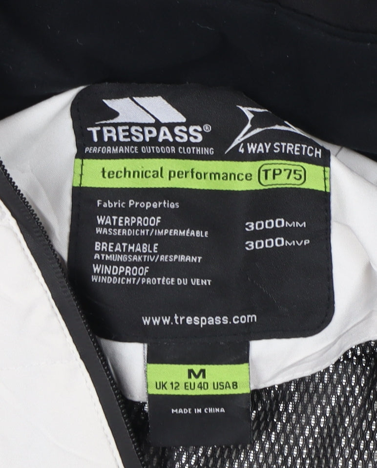 Trespass Womens Ivory Waterproof Ski Jacket UK 12 Winter Hooded Coat