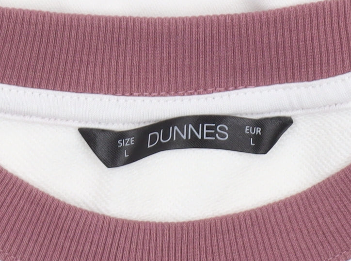 Additional view of Dunnes Women’s White & Mauve Raglan Pullover Sweatshirt, size L