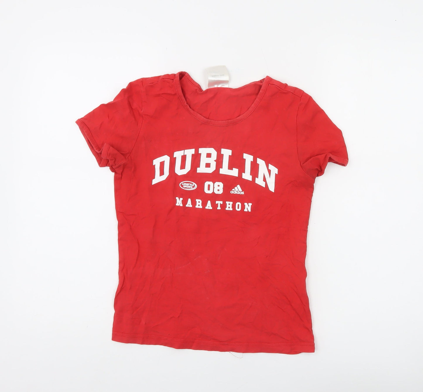 Adidas Women's Red Dublin Marathon 08 T-Shirt Size 8