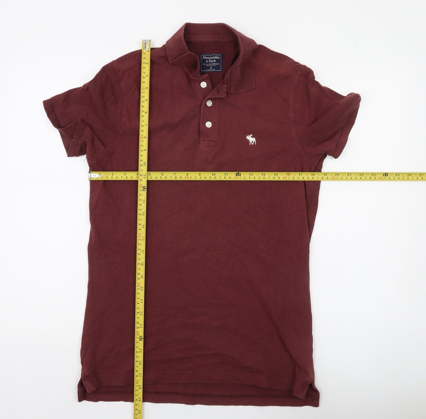 Abercrombie & Fitch Men's Maroon Short Sleeve Polo Shirt Size M