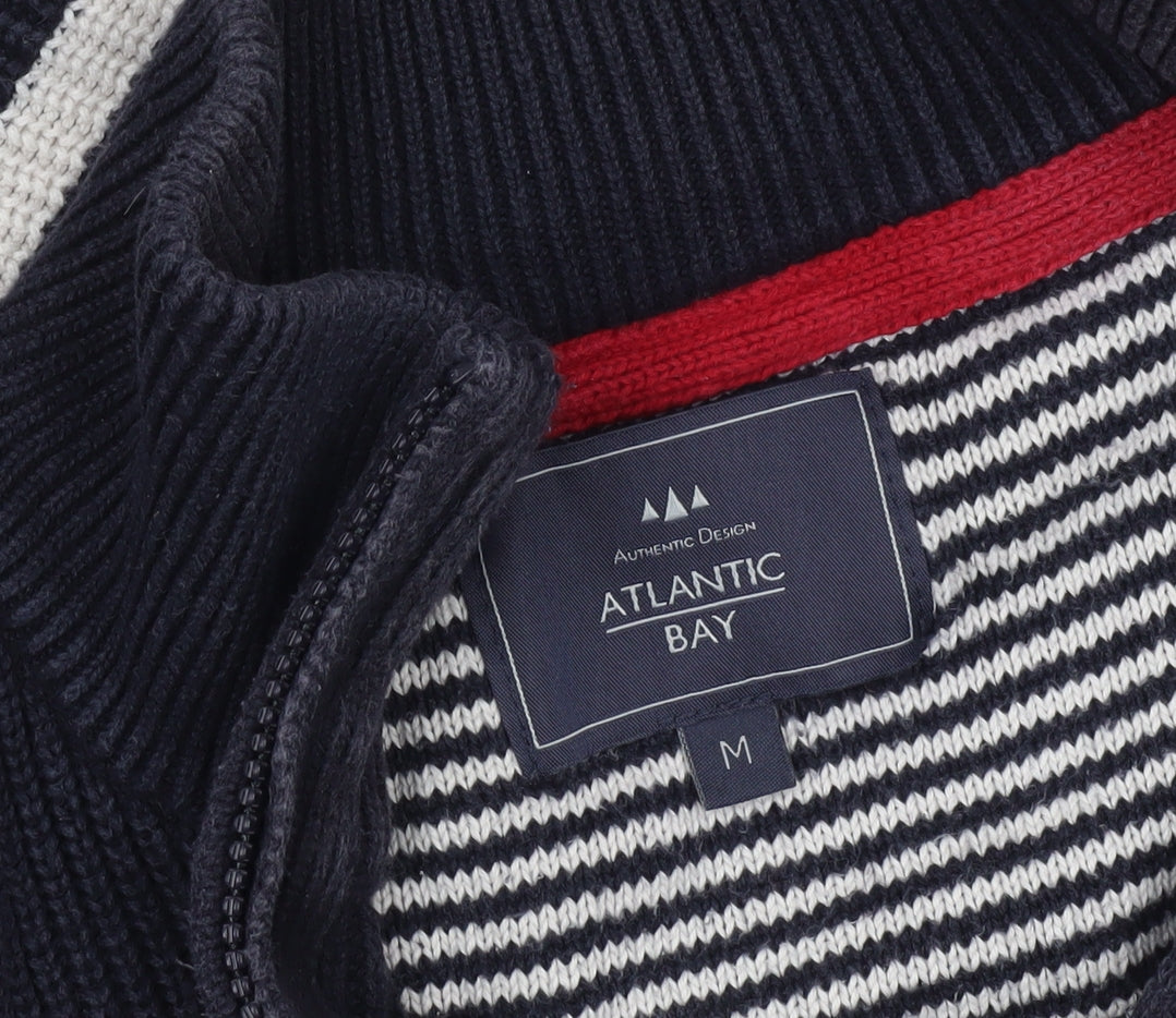 Additional view of Atlantic Bay Men's Blue Striped Cotton 1/4 Zip Jumper, size M