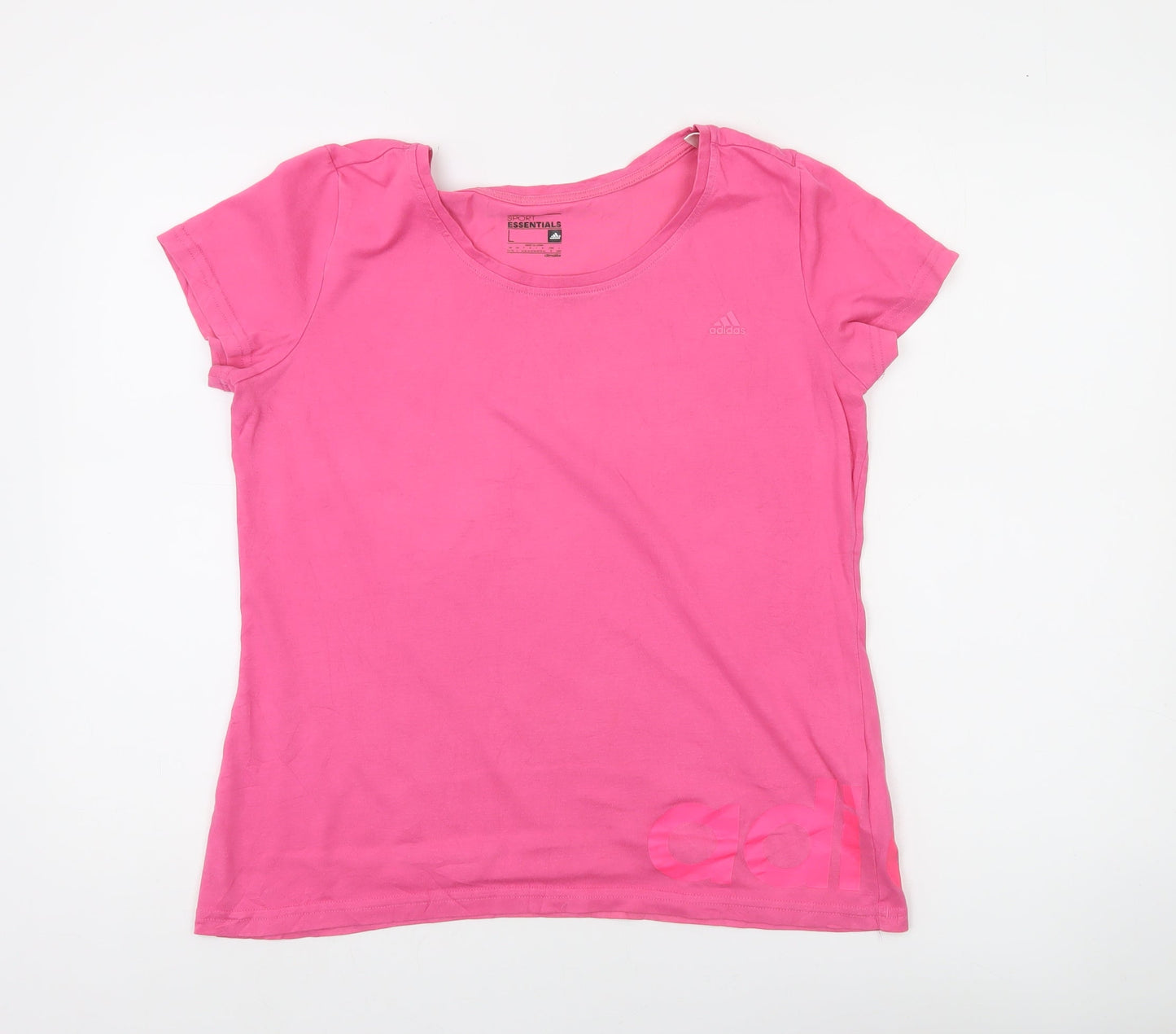 Adidas Women Pink Climalite Sport Essentials T-Shirt L Short Sleeve