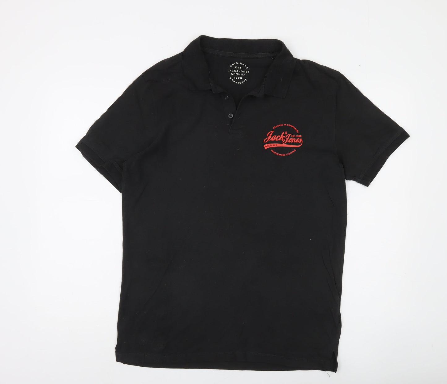 Jack & Jones Men's Black L Polo Shirt Short Sleeve Cotton