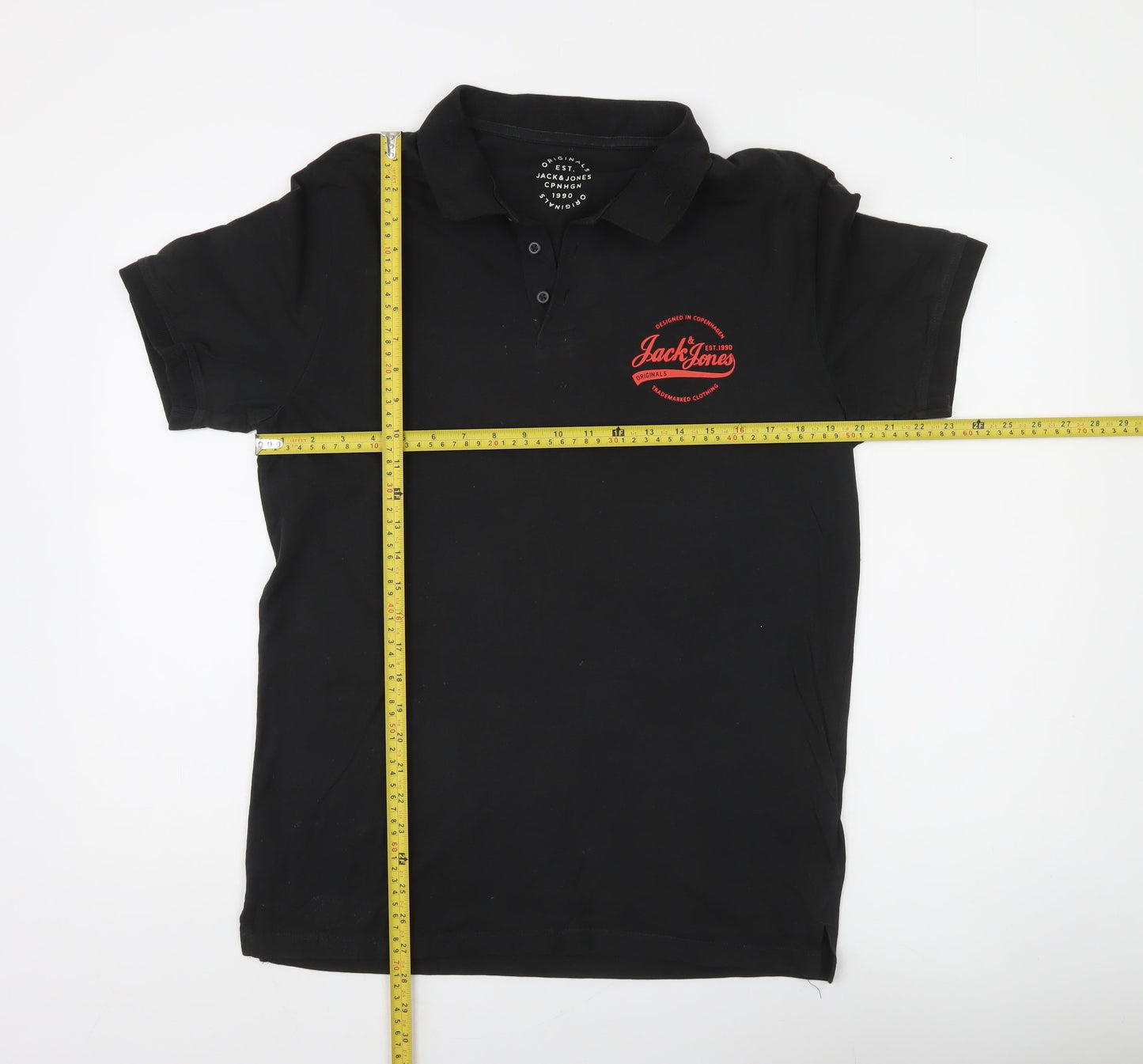 Jack & Jones Men's Black L Polo Shirt Short Sleeve Cotton