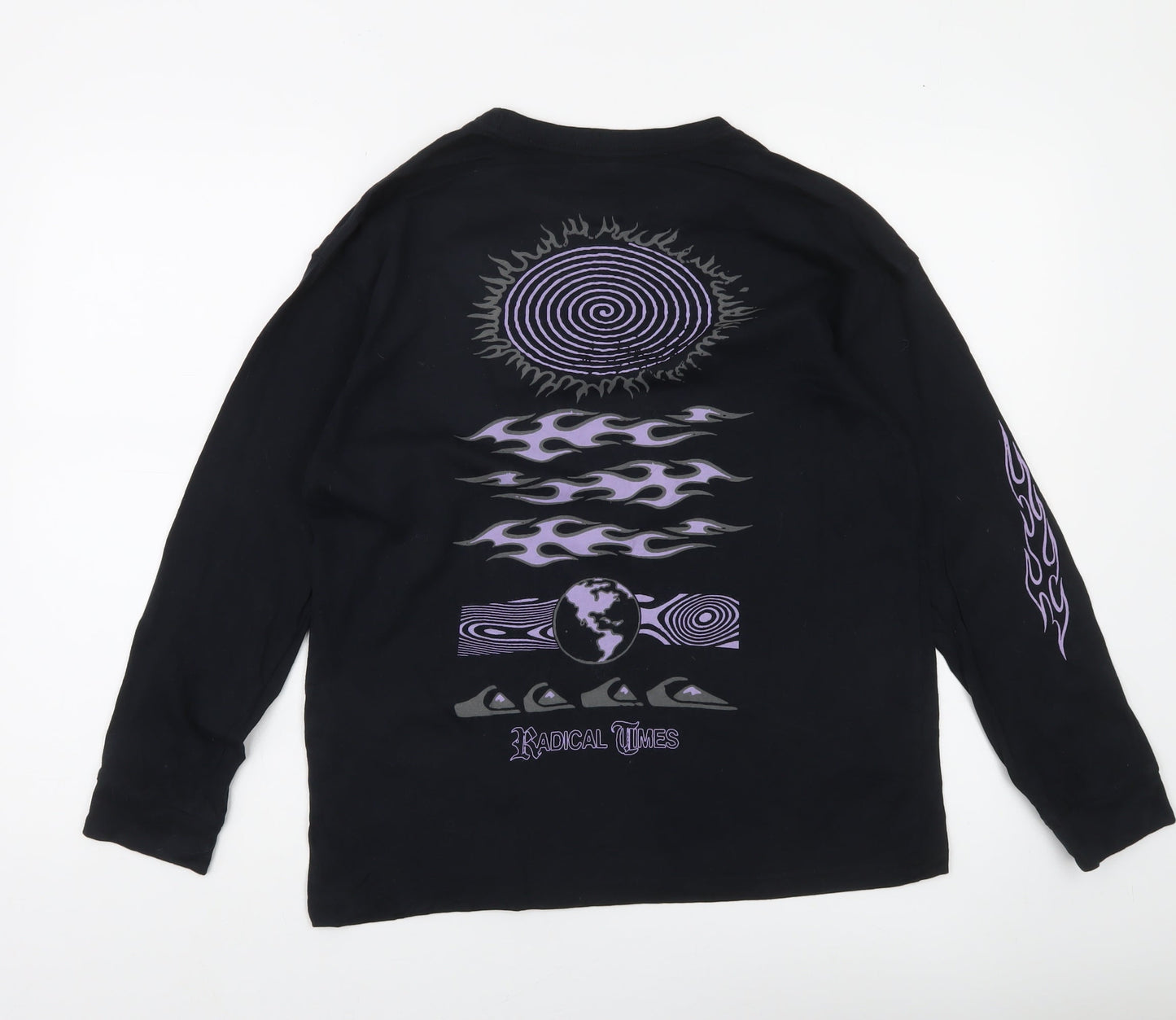 Quiksilver Boys Black Long Sleeve Graphic Surf T-Shirt Size 14 Years