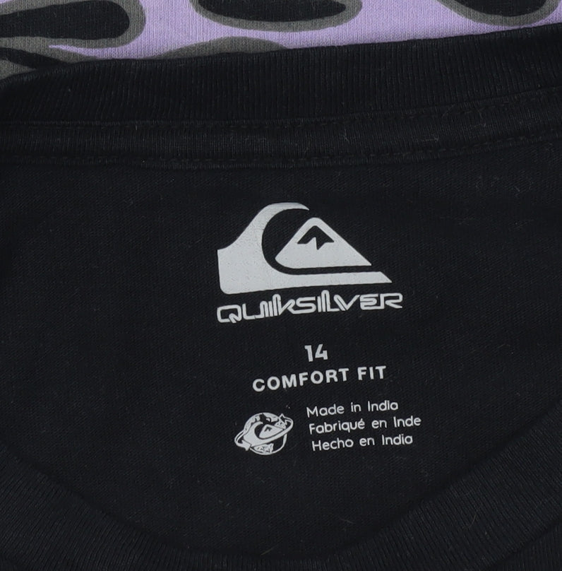 Quiksilver Boys Black Long Sleeve Graphic Surf T-Shirt Size 14 Years