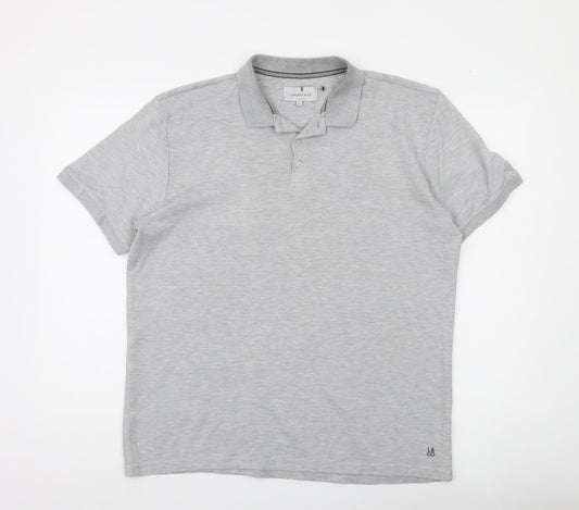 Larsson & Co Men's Grey XL Regular Fit Cotton Blend Polo Shirt