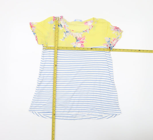 Joules Women’s Multicoloured Floral Stripe Viscose Cotton T-Shirt Size 8
