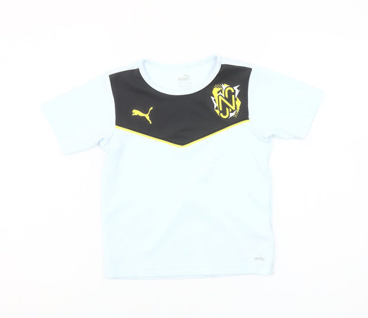 Puma Boys Light Blue Black DryCell T-Shirt 7-8 Years Sports Top