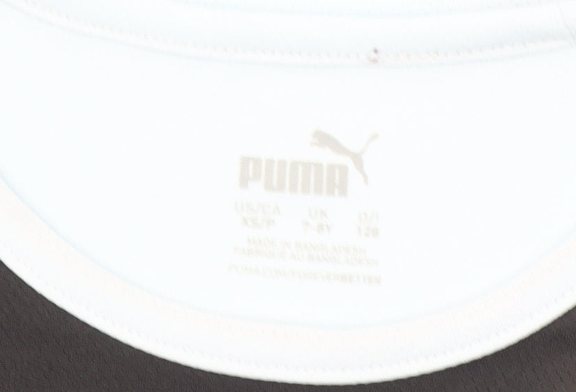 Puma Boys Light Blue Black DryCell T-Shirt 7-8 Years Sports Top