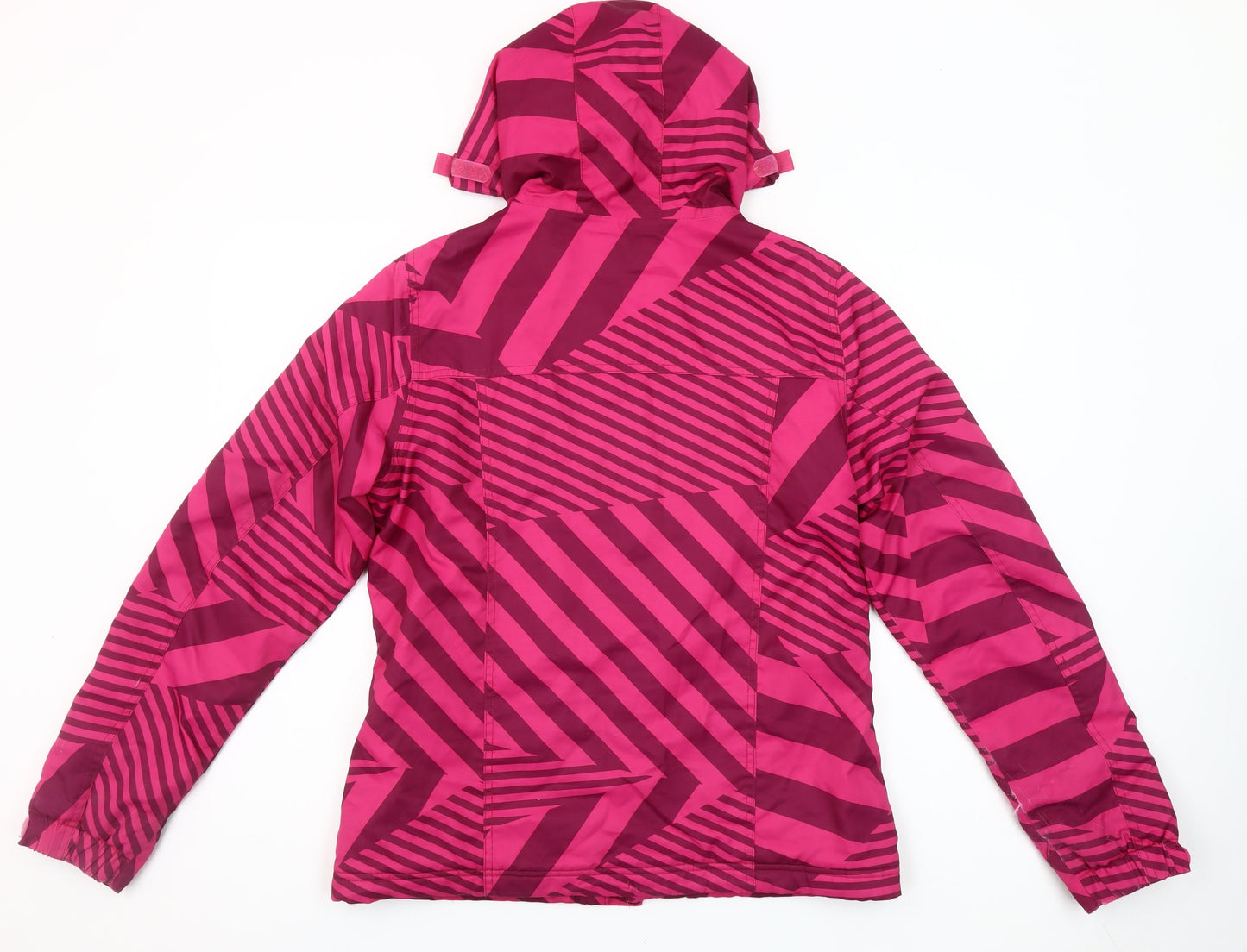 O'Neill Womens Pink Striped Ski Jacket Hooded Waterproof Size 16
