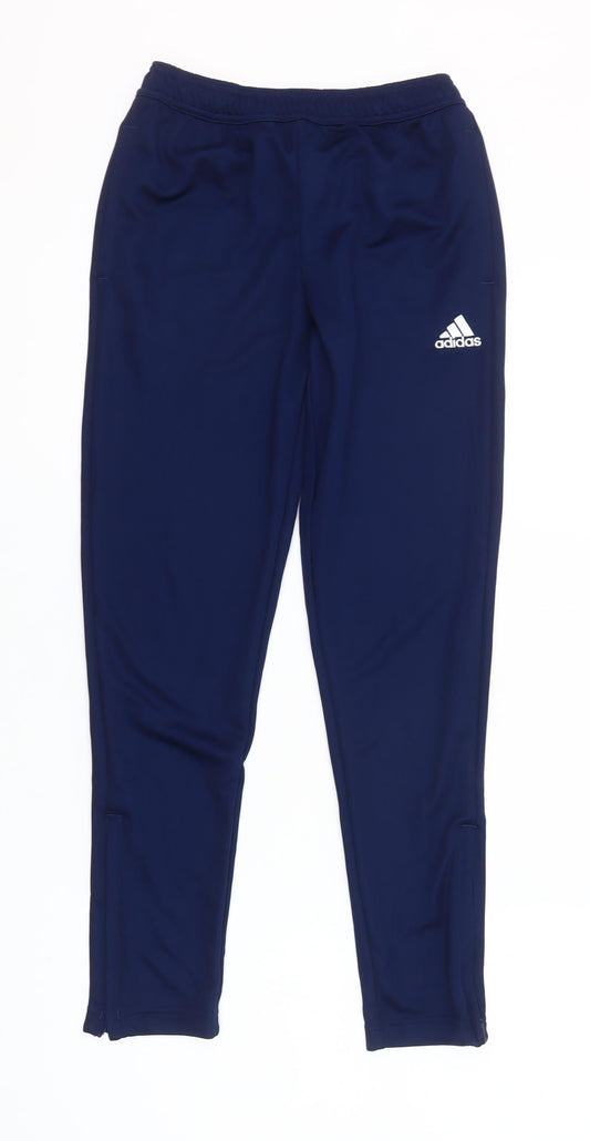 Adidas Boys Navy Blue Jogger Trousers Size 12 Years Polyester Activewear