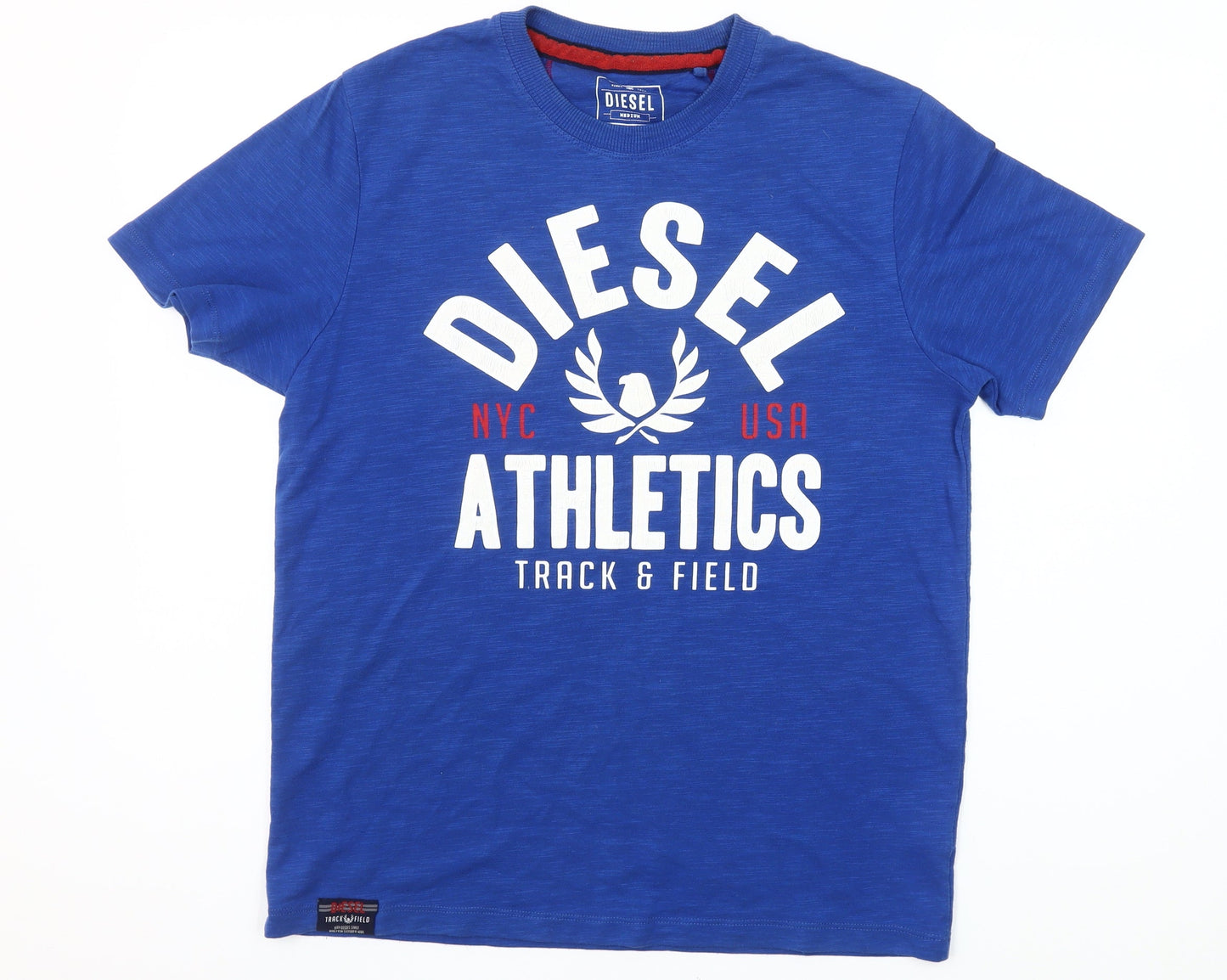 Diesel Men's Blue Athletics Graphic T-Shirt Medium Cotton Blend