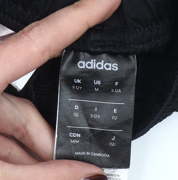 Adidas Boys Black 11-12 Years Athletic Sports Shorts