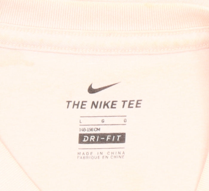 Nike Girls Pink Dri-Fit V-Neck Sports T-Shirt Size 146