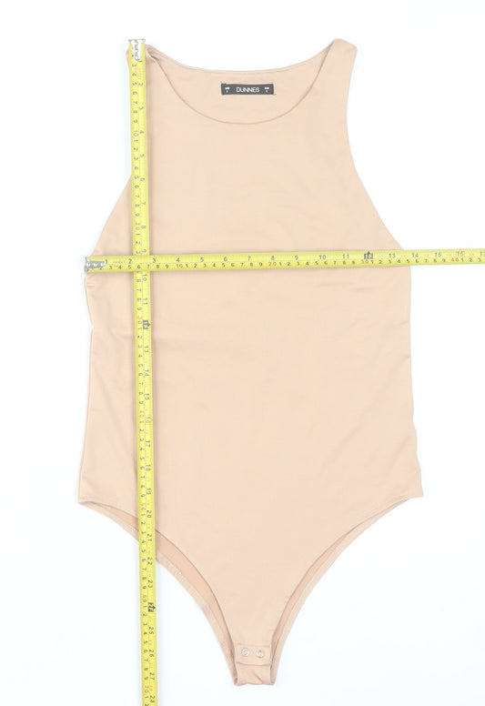 Dunnes Women Beige Bodysuit Size 8 Slim Fit Sleeveless Polyester Blend