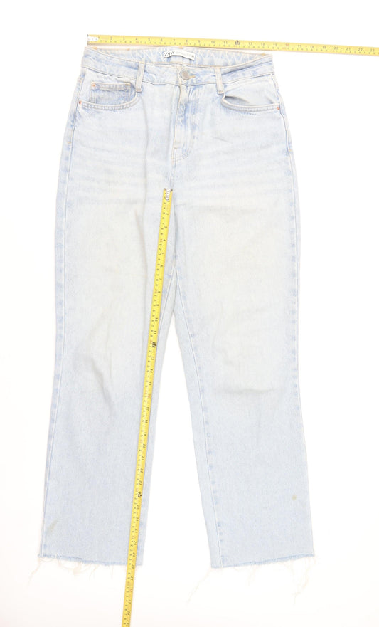 Zara Women Light Blue High Rise Straight Denim Jeans Size 10