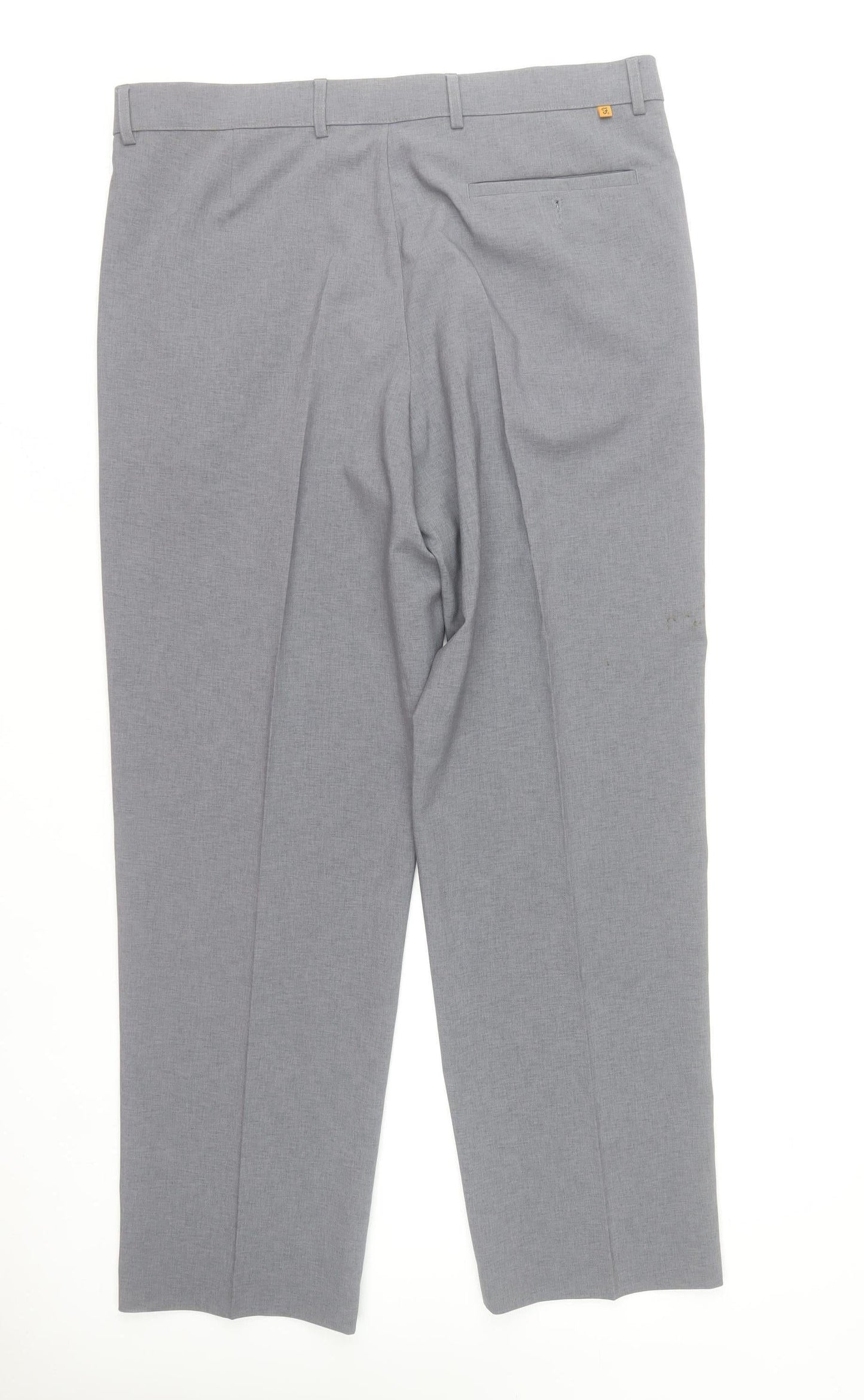 Farah Men's Grey 38R Regular Fit Formal Dress Trousers
