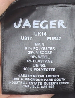 Brand and care label for Jaeger Women Grey, size 14 Slim, Fit Cropped Tailored Trousers