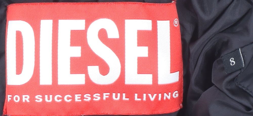 Diesel Womens Black Faux Fur Hooded Puffer Coat Size S