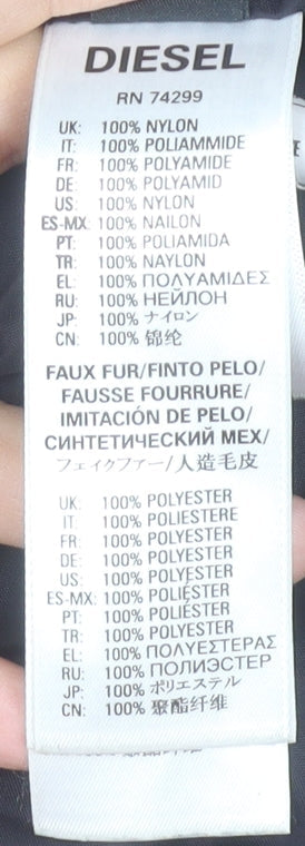 Diesel Womens Black Faux Fur Hooded Puffer Coat Size S