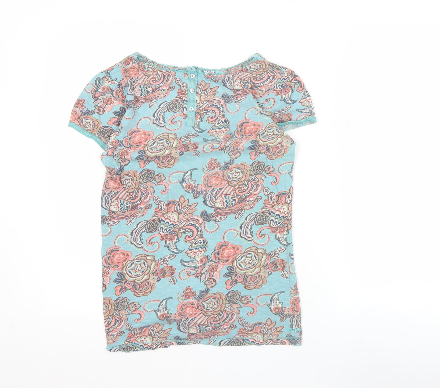 Fat Face Women's Blue Floral Cotton Short Sleeve T-Shirt Size 8