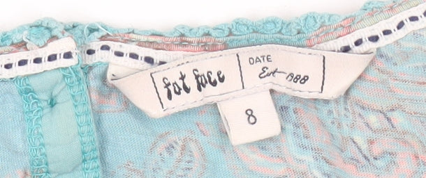 Fat Face Women's Blue Floral Cotton Short Sleeve T-Shirt Size 8