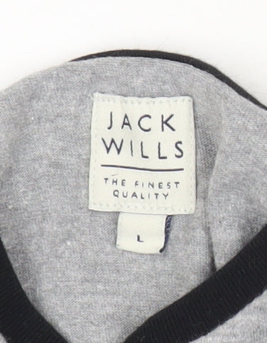 Jack Wills Men’s Grey & Black Long Sleeve Raglan Top Size L