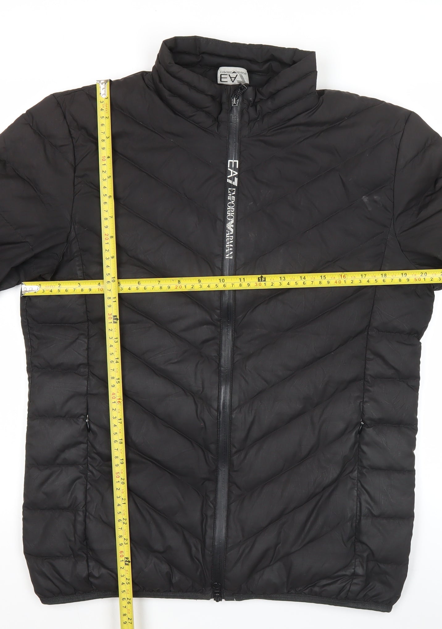 Emporio Armani EA7 Men's Black Puffer Jacket L Regular Fit Zip Up