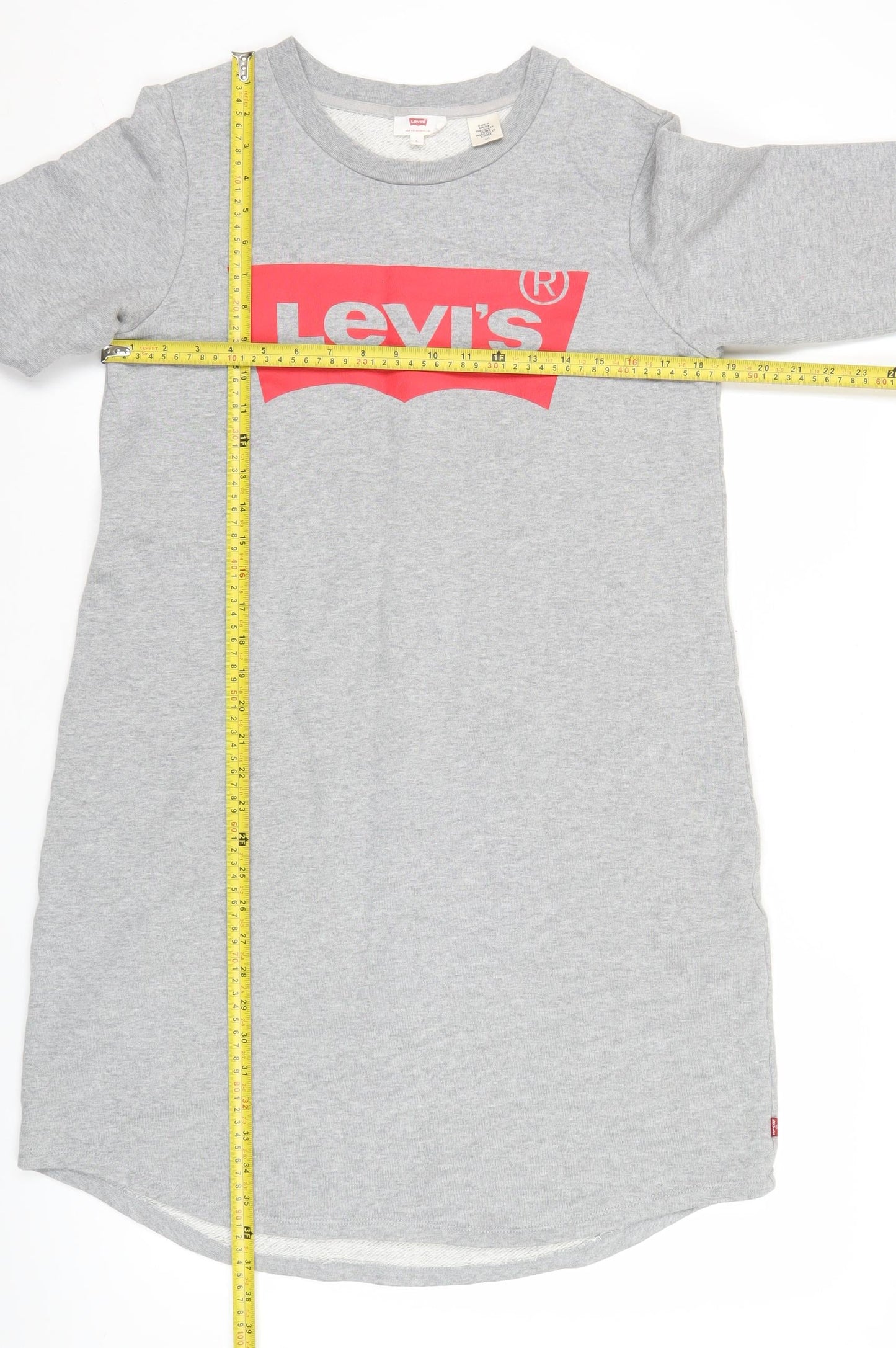 Levi's Womens Grey T-Shirt Dress L Long Sleeve Casual Logo
