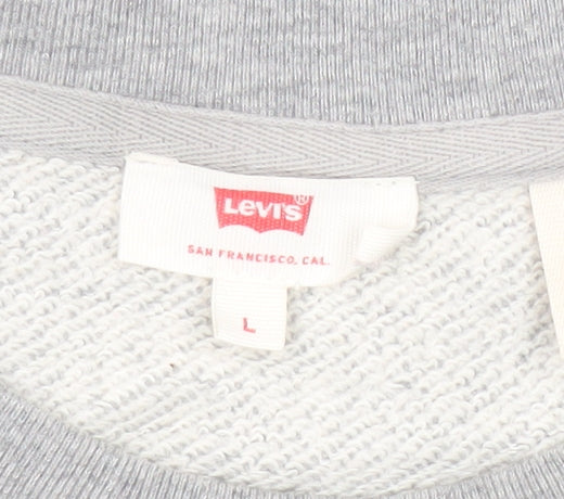 Levi's Womens Grey T-Shirt Dress L Long Sleeve Casual Logo