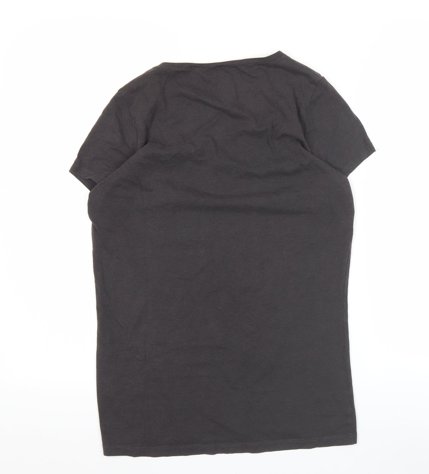 FatFace Women's Black Size 10 V-Neck Basic Short Sleeve T-Shirt