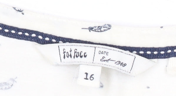 Fat Face Women’s Ivory Floral Embroidered V-Neck Long Sleeve Tunic Top Size 16