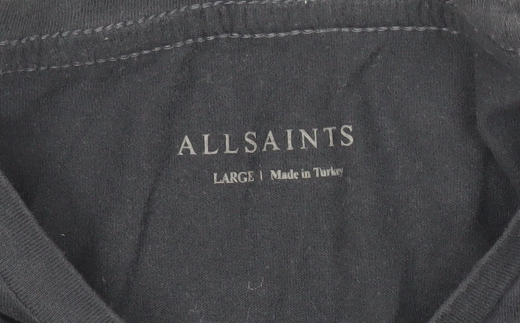 AllSaints Men’s Black Crew Neck Cotton Jersey T-Shirt Size L