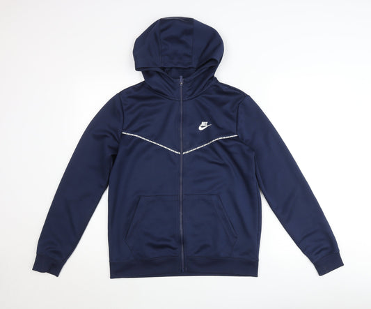 Nike Teens Blue Full Zip Hooded Polyester Jacket XL