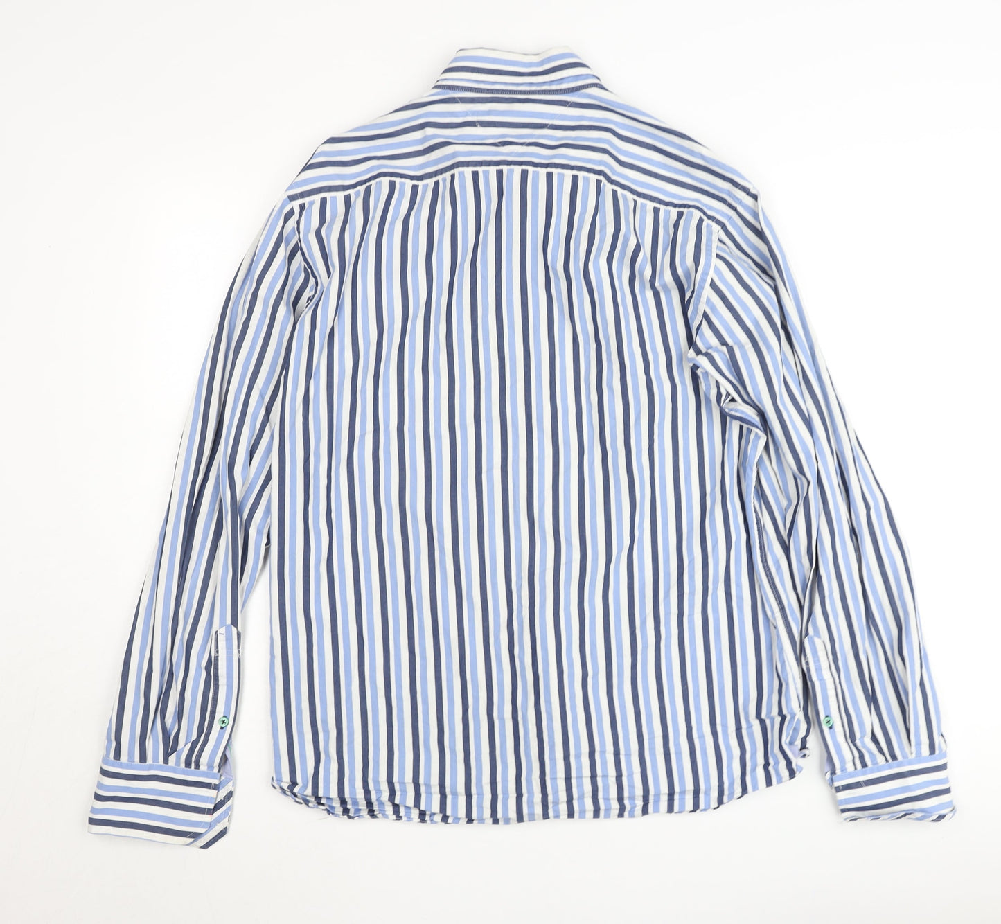 Tommy Hilfiger Men’s Blue Striped Button-Down L Cotton Shirt