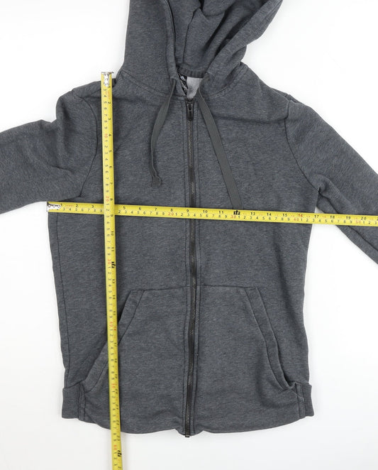 Adidas Womens Grey Full Zip Hooded Basic Jacket Size 12-14