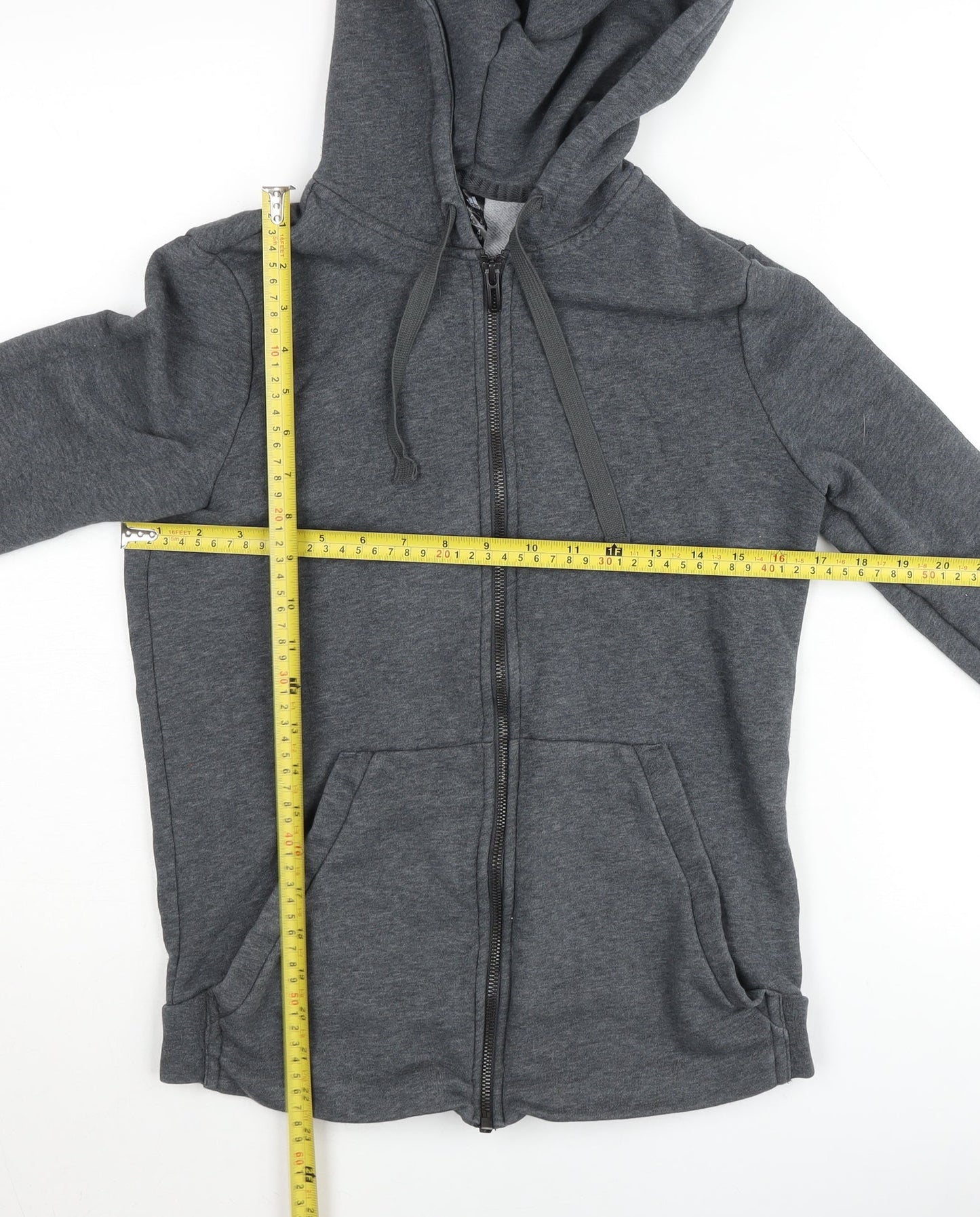 Adidas Womens Grey Full Zip Hooded Basic Jacket Size 12-14