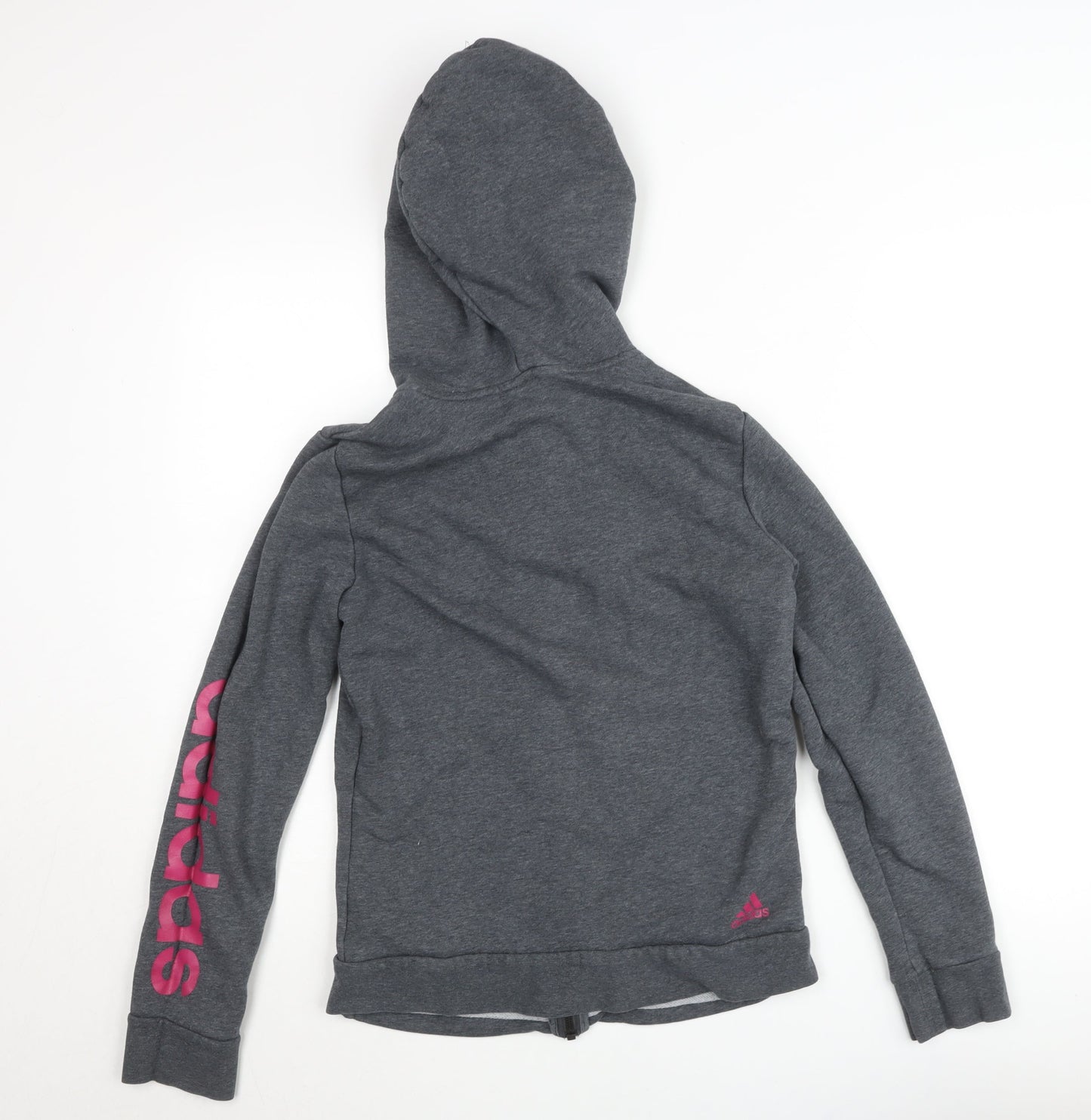 Adidas Womens Grey Full Zip Hooded Basic Jacket Size 12-14