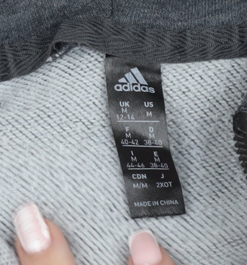 Adidas Womens Grey Full Zip Hooded Basic Jacket Size 12-14