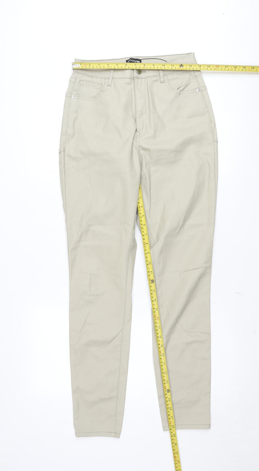 PrettyLittleThing Women Beige Chino Trousers Size 12 Regular Viscose Blend