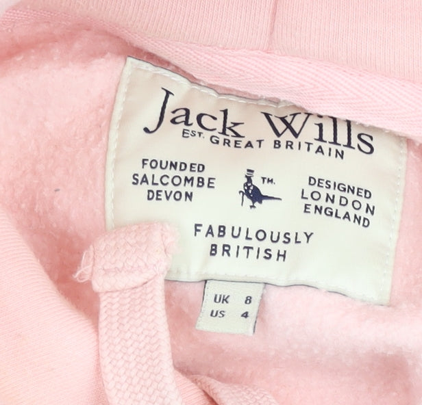 Jack Wills Women's Pink Pullover Hoodie UK 8 - Classic Cotton Blend