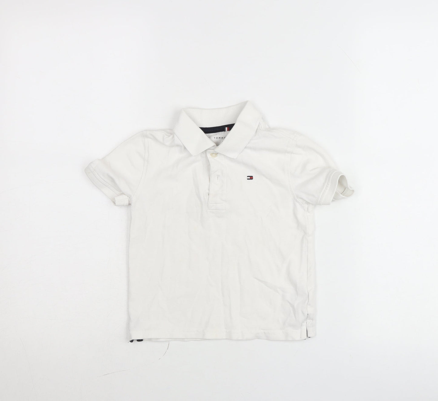 Tommy Hilfiger Boys White Polo Shirt 5 Slim Cotton Short Sleeve
