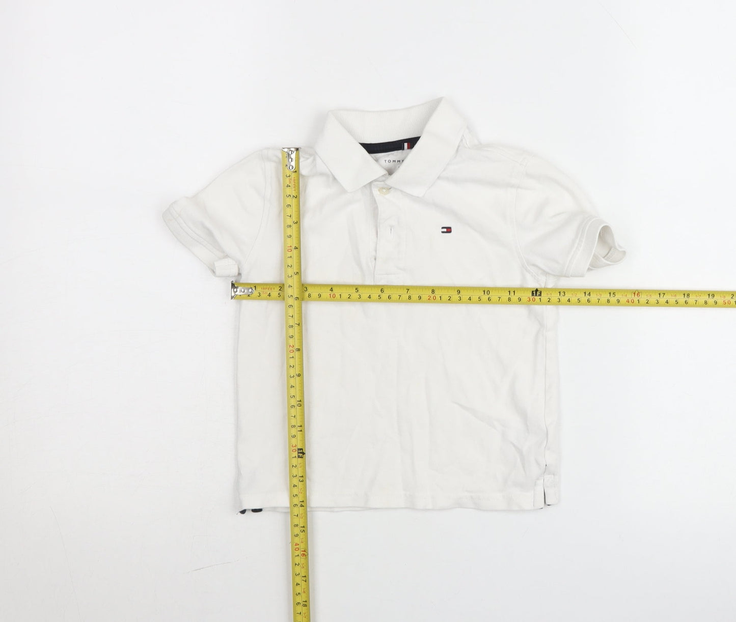 Tommy Hilfiger Boys White Polo Shirt 5 Slim Cotton Short Sleeve