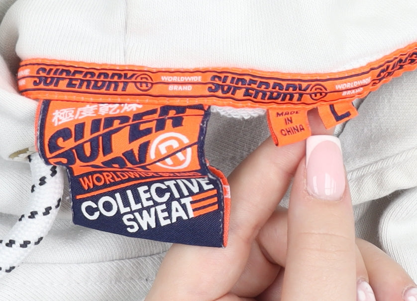 Superdry Women White Cotton Pullover Hoodie Size L