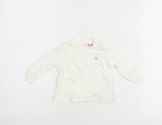 Ralph Lauren Unisex Baby Ivory Long Sleeve Cotton T-Shirt 6-9 Months