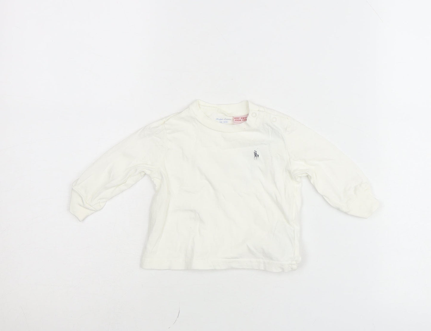 Ralph Lauren Unisex Baby Ivory Long Sleeve Cotton T-Shirt 6-9 Months