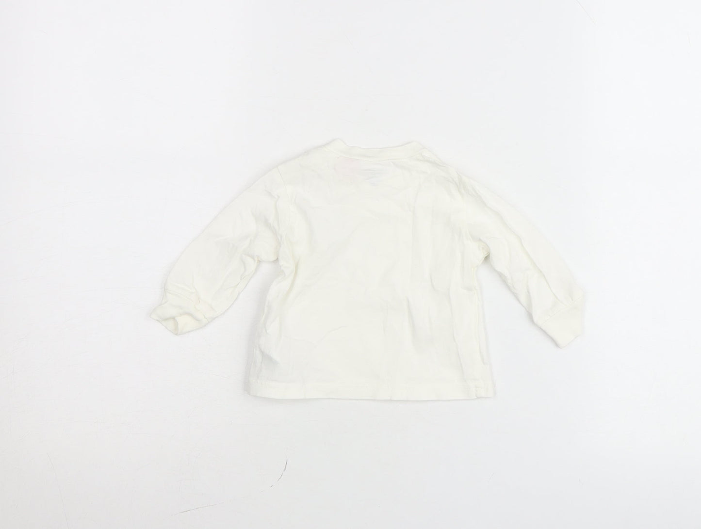 Ralph Lauren Unisex Baby Ivory Long Sleeve Cotton T-Shirt 6-9 Months